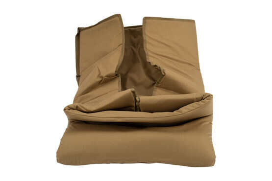 NCStar’s VISM Roll Up Shooting Mat in tan features elbow and knee slip resistant panels for comfort